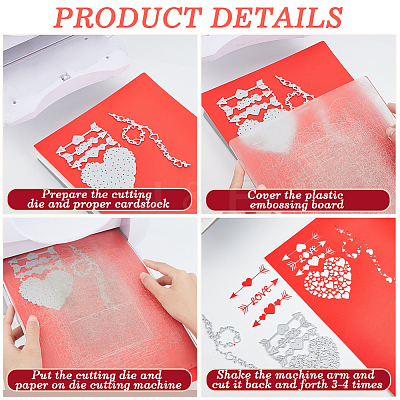 Valentine's Day Theme Heart Carbon Steel Cutting Dies Stencils Set DIY-CP0009-55-1