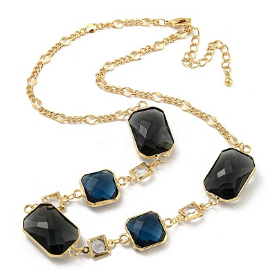 Faceted Rectangle Glass Beads Bib Necklaces NJEW-R263-11G-1