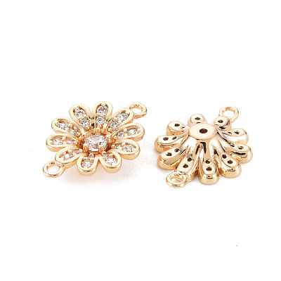 Brass Micro Pave Clear Cubic Zirconia Link Connectors KK-S356-565-NF-1