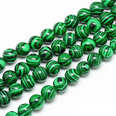 Synthetic Malachite Beads Strands G-T053-10mm-05-1