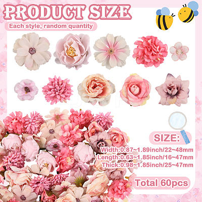 60Pcs Cloth Flower DIY-SP0005-73E-1