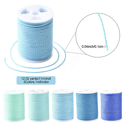 5 Rolls 5 Colors Round Waxed Polyester Cord YC-FS0001-02C-1