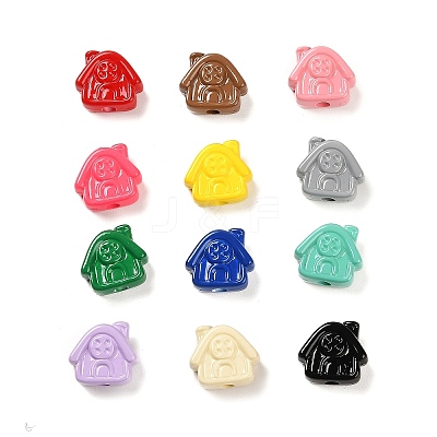 Opaque Spray Painted Acrylic Beads X-OACR-P020-04-1
