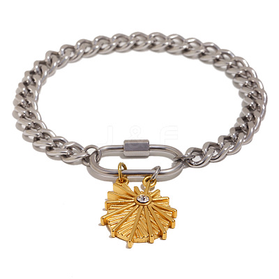 Duo Tone 304 Stainless Steel Shell Shape Charm Bracelets for Women WG49D03-01-1