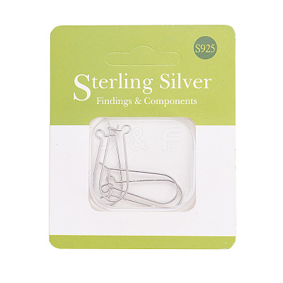 Rhodium Plated 925 Sterling Silver Earring Hoop Findings Kidney Wires Hooks 33x12.7mm Leverback Earrings STER-I005-07P-1