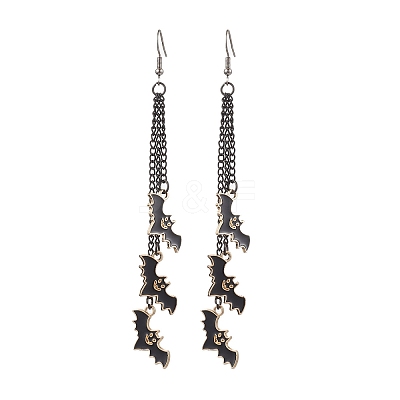 Halloween Themed Bat Alloy Enamel Dangle Earrings EJEW-JE06071-1