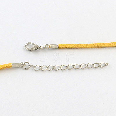 2mm Faux Suede Cord Necklace Making with Iron Chains & Lobster Claw Clasps NCOR-R029-M-1