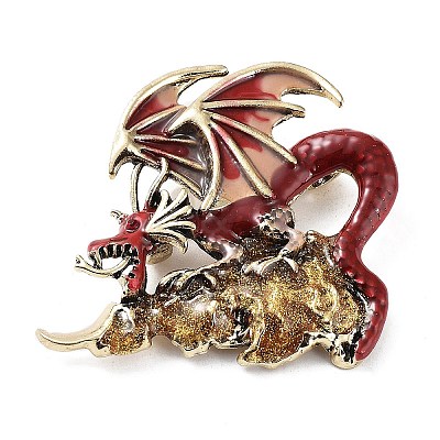 Dragon Rhinestone Brooches JEWB-K018-15AG-1