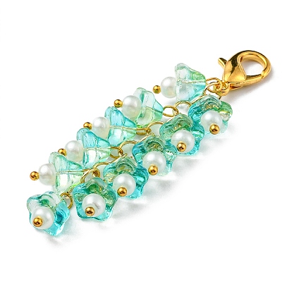 Trumpet Flower Glass Pendant Decorations HJEW-YW0001-02A-1