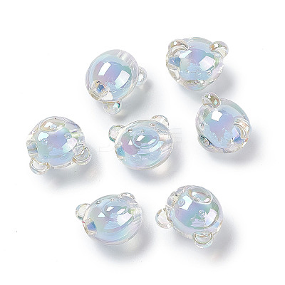 UV Plating Rainbow Iridescent Acrylic Beads OACR-H015-11-1