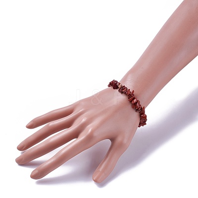 Natural Red Jasper Beads Stretch Bracelets BJEW-JB04152-05-1