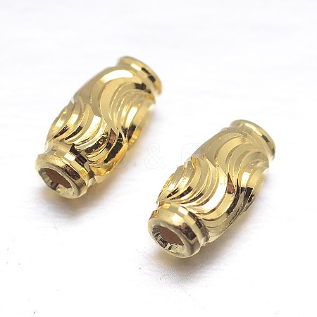 Real 18K Gold Plated Oval 925 Sterling Silver Beads STER-M101-08-6x3mm-1