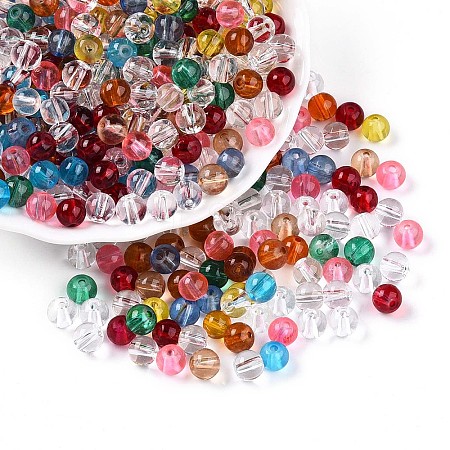 Baking Painted Transparent Glass Beads DGLA-Q022-6mm-M-1