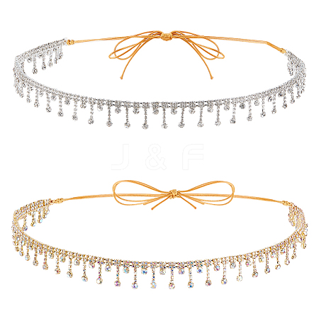 2Pcs Iron Rhinestone Cup Chain Hat Band HJEW-ME00028-1