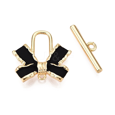 Brass Matte Style Spray Painted Toggle Clasps KK-N054-155G-1-1