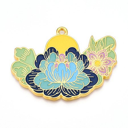 Rack Plating Alloy Enamel Big Pendants ENAM-N056-395D-G-1