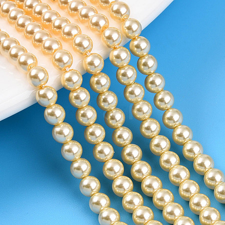 Baking Painted Pearlized Glass Pearl Bead Strands HY-N002-4mm-A09-1