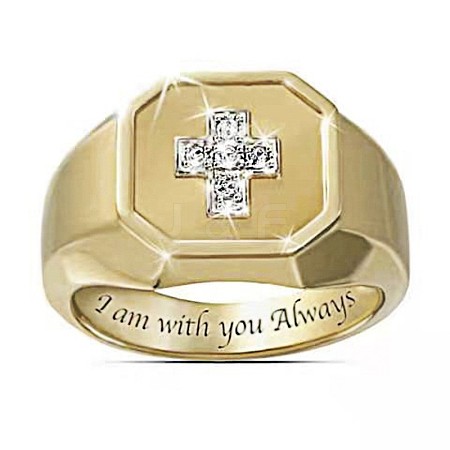 Square with Cross Pattern Alloy with Crystal Rhinestone Finger Rings FS-WG4A2D8-24-1