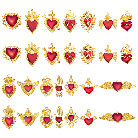 28Pcs 14 Styles DIY Heart Jewelry Making Findings Kits FIND-ME0001-88-1