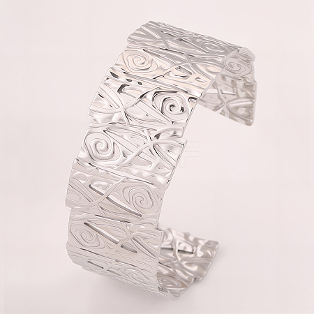Textured 304 Stainless Steel Cuff Bangles WG07403-02-1