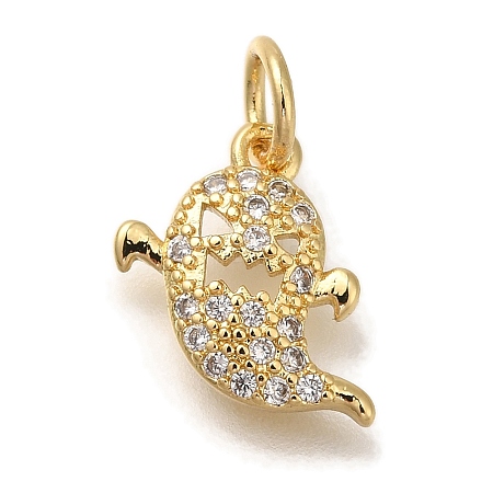 Rack Plating Brass Micro Pave Cubic Zirconia Charms KK-I720-14G-1