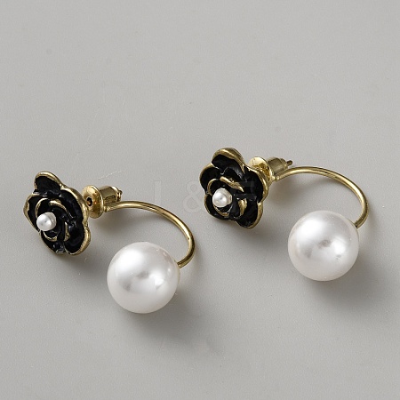 Alloy Flower Stud Earrings EJEW-WH0816-010G-A-1