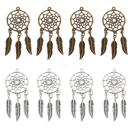  16Pcs 2 Colors Tibetan Style Alloy Big Pendants FIND-NB0001-48-1