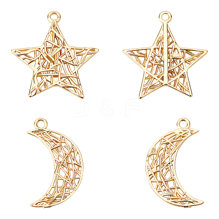 16Pcs 2 Style Brass Pendants KK-BC0002-06G-1