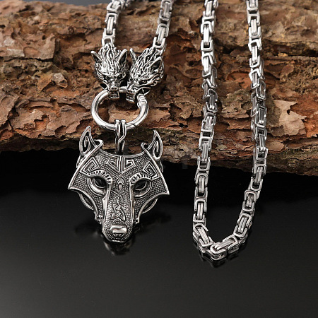 Vintage Zinc Alloy Viking Pendant Necklaces for Men WGF2FB9-01-1
