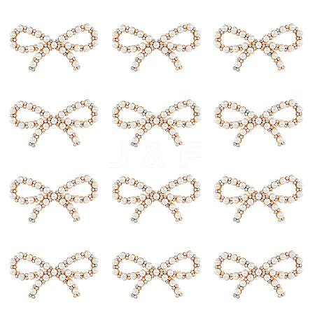 HOBBIESAY 12Pcs Alloy Crystal Rhinestone Bowknot Shoe Decorations FIND-HY0002-20-1