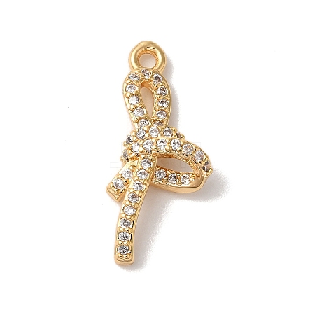 Brass Micro Pave Clear Cubic Zirconia Pendants KK-M294-08G-01-1