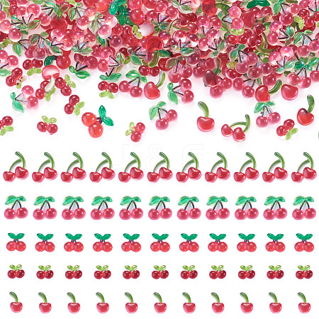 200Pcs Resin Cherry Cabochons RESI-TA0005-49-1