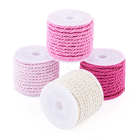 4 Rolls 4 Colors Round Polyester Cord OCOR-TA0003-88D-1