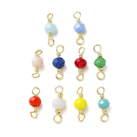 Faceted Glass Connector Charms KK-D044-02G-1