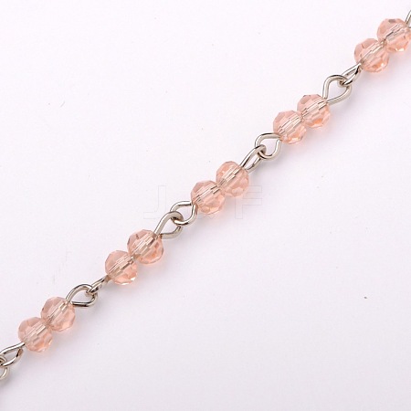 Handmade Round Glass Beads Chains for Necklaces Bracelets Making AJEW-JB00057-05-1
