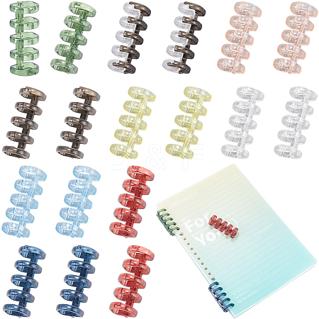 18Pcs 9 Colors 5-Ring Plastic Loose Leaf Book Binder Hinged Rings FIND-CP0002-34-1
