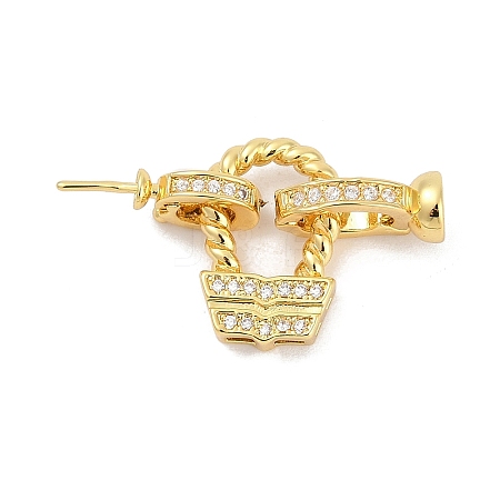 Brass Micro Pave Clear Cubic Zirconia Fold Over Clasps KK-M311-21G-1