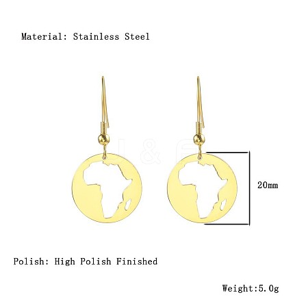 African Map Shape Dangle Earrings DG1061-4-1