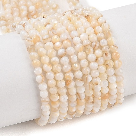 Natural Freshwater Shell Beads Strands X-SHEL-T011-02-4mm-1