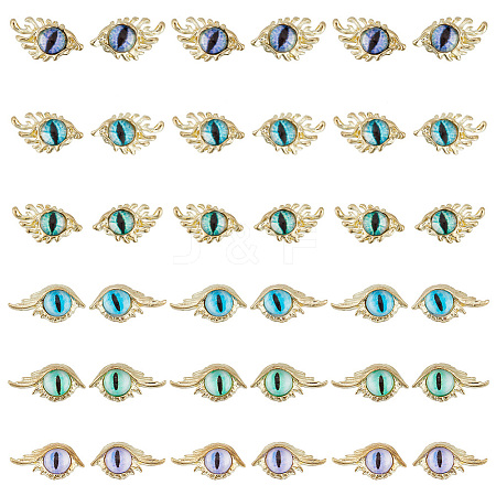 HOBBIESAY 36Pcs 12 Styles Evil Eye Alloy Cabochons MRMJ-HY0002-41-1