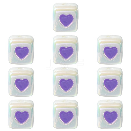 10Pcs Opaque Acrylic Enamel Beads ACRC-FS0001-02D-1
