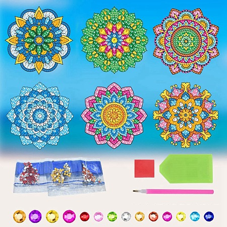 Mandala Flower DIY Diamond Painting Window Sticker Kits PW-WG97422-01-1