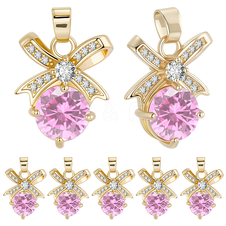 8Pcs Brass Micro Pave Cubic Zirconia Pendants FIND-BBC0004-28B-02-1
