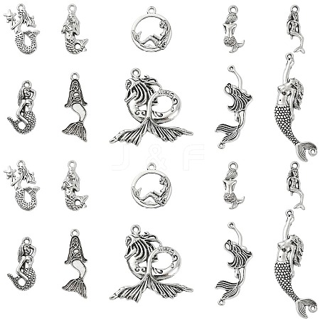 100Pcs 10 Styles Tibetan Style Alloy Pendants TIBEP-CJ0001-52-1