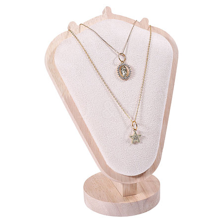 Bust Shaped Wooden Necklace Display Stands NDIS-WH0003-018A-1