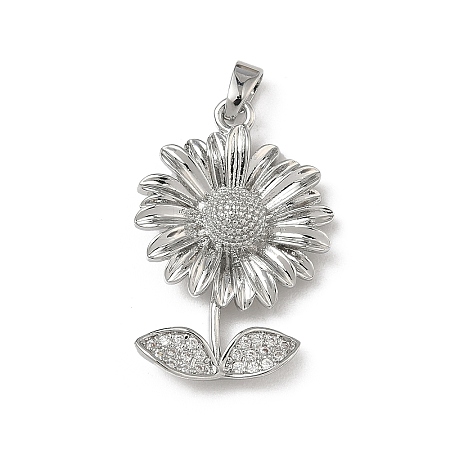 Brass Micro Pave Clear Cubic Zirconia Pendants KK-F924-12P-1