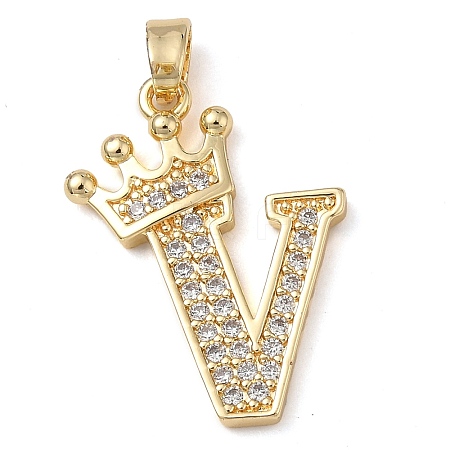 Rack Plating Brass Micro Pave Cubic Zirconia Pendants KK-D535-01V-RS-1