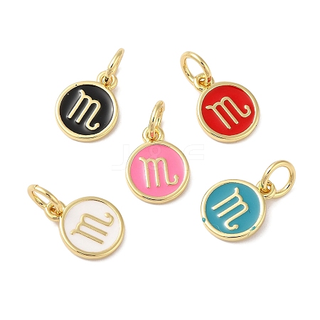 Real 18K Gold Plated Brass Enamel Charms KK-L216-001G-F-1
