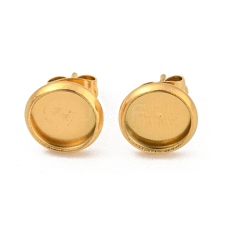 Ion Plating(IP) 316 Stainless Steel Flat Round Stud Earring Settings STAS-I017-02G-01-1