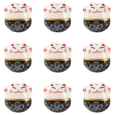 9Pcs Handmade Printed Porcelain Beads PORC-TADJ0001-01B-1